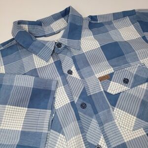 Orvis Shirt Men's XL Blue Plaid Quick Dri Short Sleeve Button Down‎ Lightweight